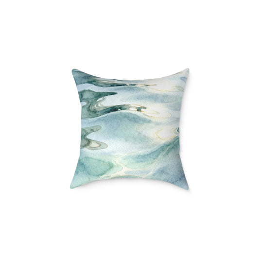 Shallow Tide Reflections - Square Poly Canvas Pillow