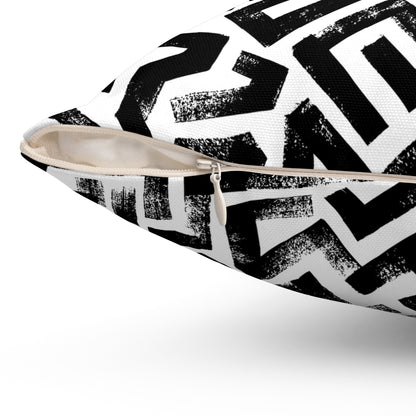 Pebble Maze Charcoal - Spun Polyester Square Pillow