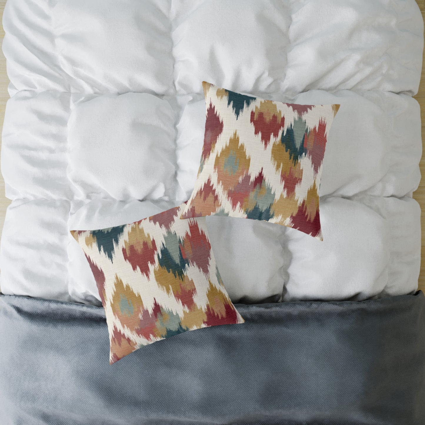 Nomad Harvest Ikat - Square Poly Canvas Pillow