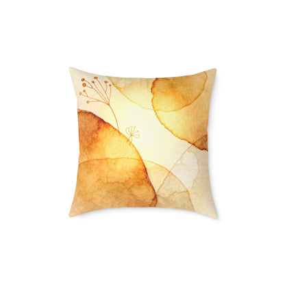 Warm Leaf Ember - Square Poly Canvas Pillow
