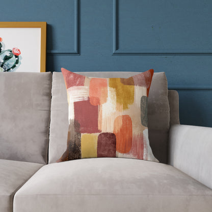 Clay Stone Abstract - Square Poly Canvas Pillow