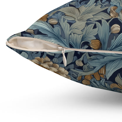 Teal Heritage Floral - Spun Polyester Square Pillow