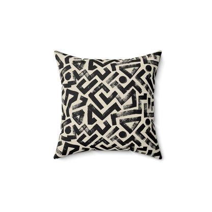 Pebble Maze Black - Spun Polyester Square Pillow
