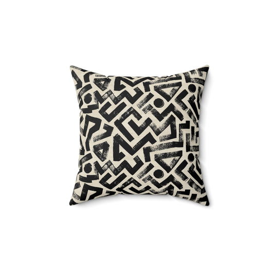 Pebble Maze Black - Spun Polyester Square Pillow
