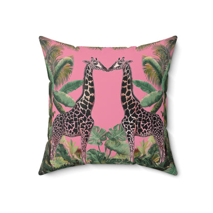 Giraffe Twins - Spun Polyester Square Pillow