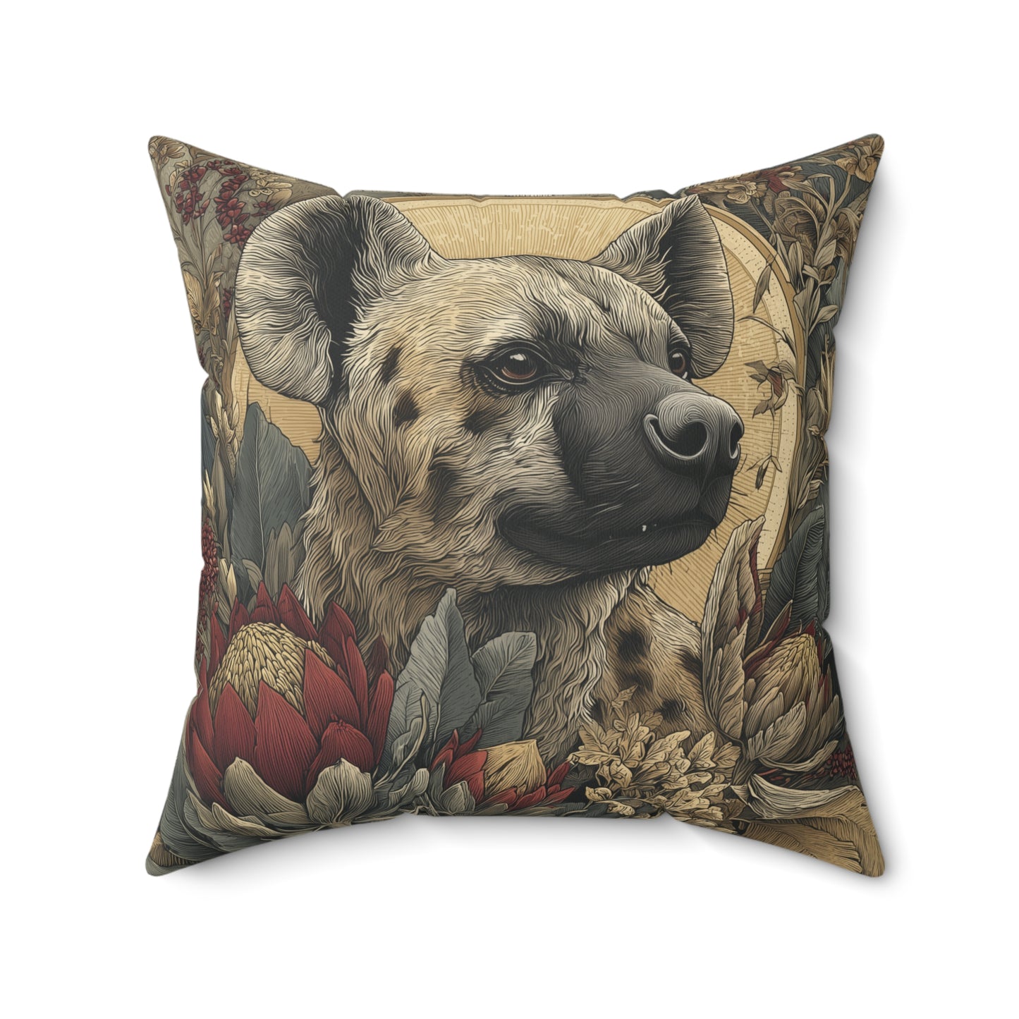 Sunlit Hyena Sentinel - Faux Suede Square Pillow