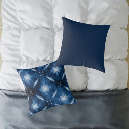 Midnight Aegean Shibori - Square Poly Canvas Pillow