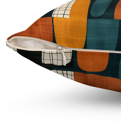Retro Blockscape - Spun Polyester Square Pillow