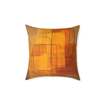 Golden Frame Drift - Square Poly Canvas Pillow