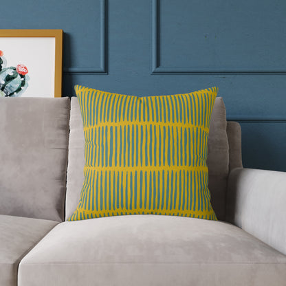 Loom Lines - Moss - Square Poly Canvas Pillow