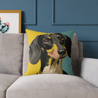 Dachshund Delight - Square Poly Canvas Pillow