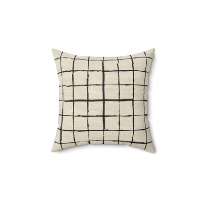 Retro Grid Linen - Spun Polyester Square Pillow