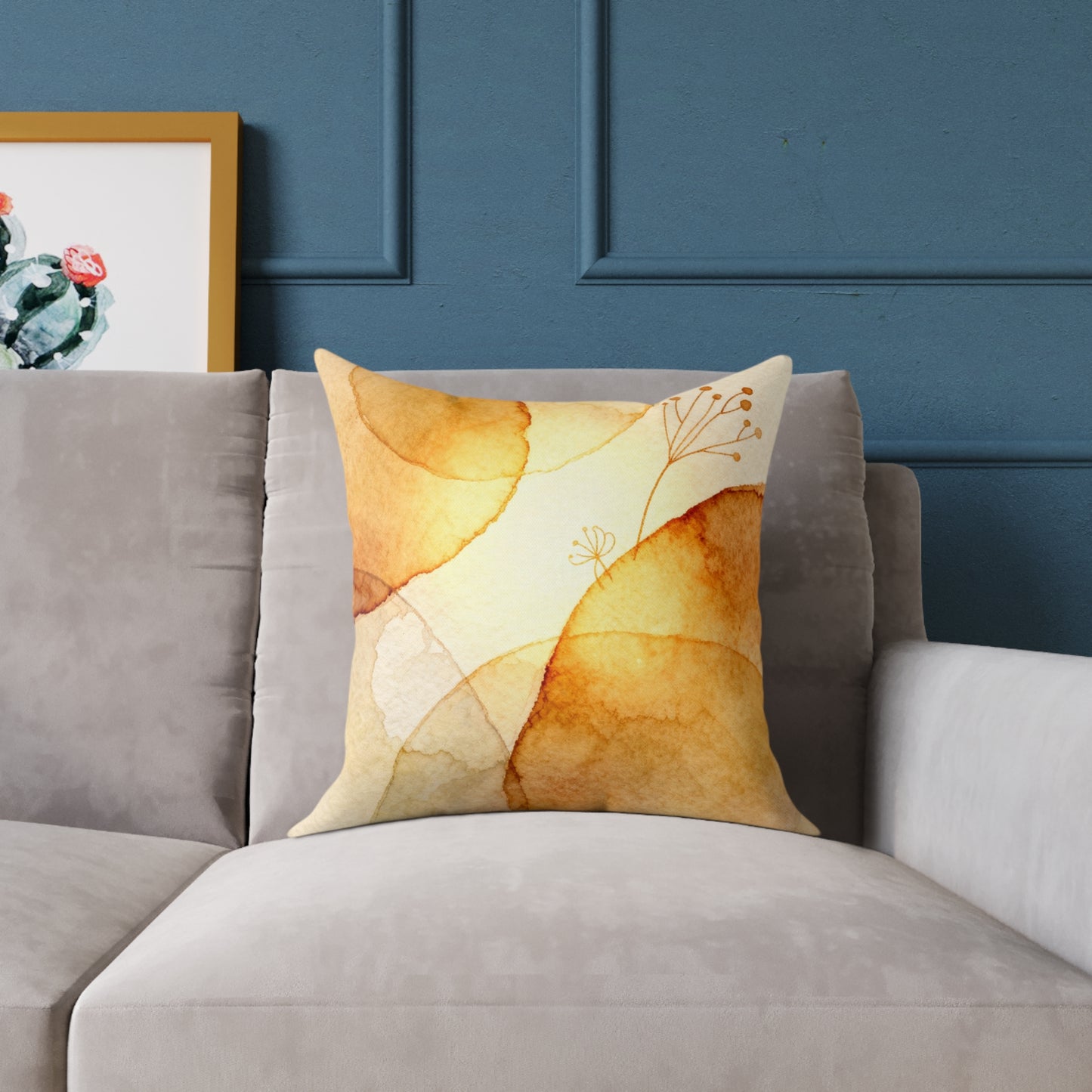 Warm Leaf Ember - Square Poly Canvas Pillow