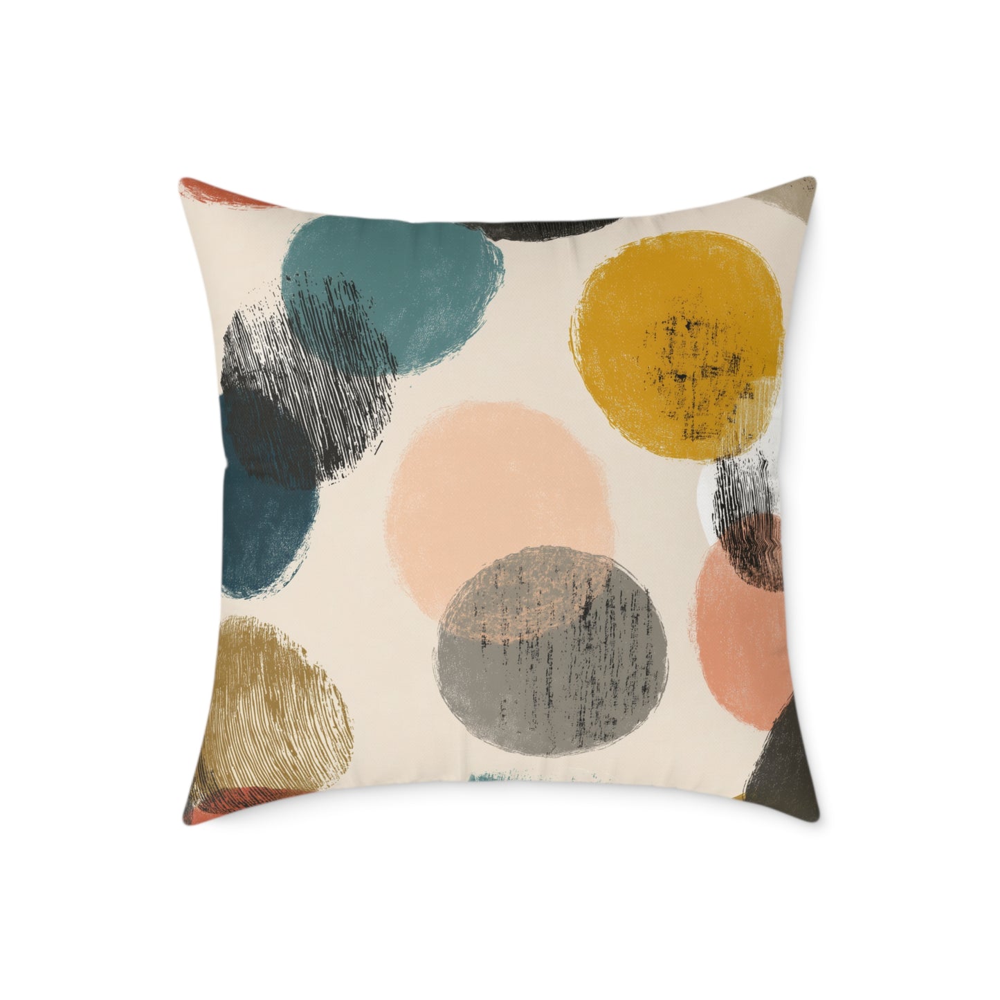 Retro Brushed Spots - Square Poly Canvas Pillow