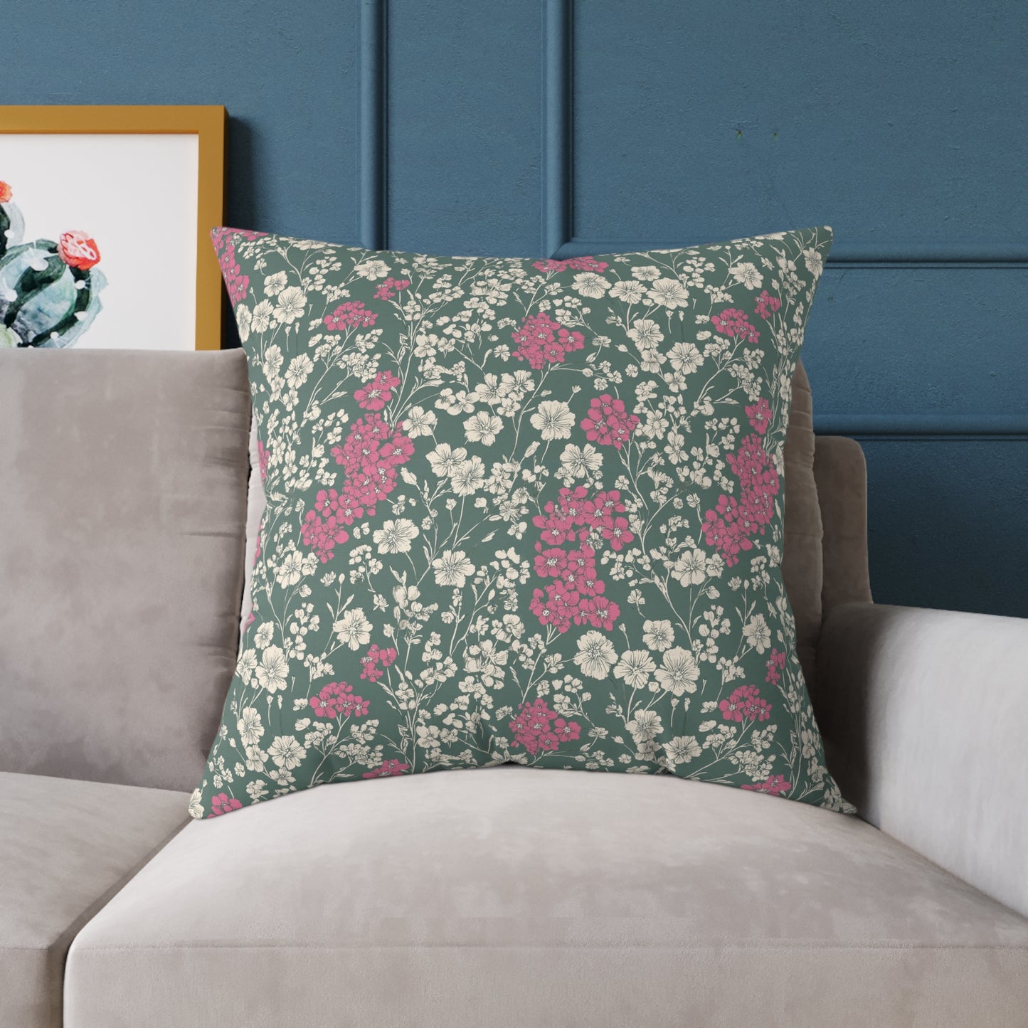 Wild Pink Meadow - Square Poly Canvas Pillow