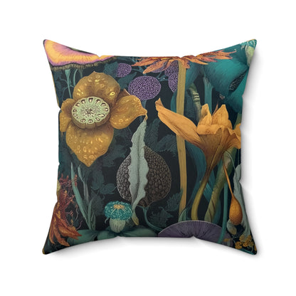 Midnight Bloom - Faux Suede Square Pillow