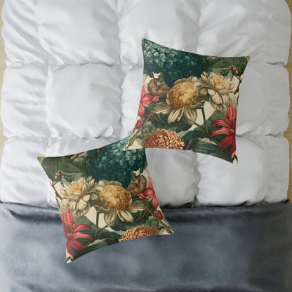 Heritage Garden Bloom - Square Poly Canvas Pillow
