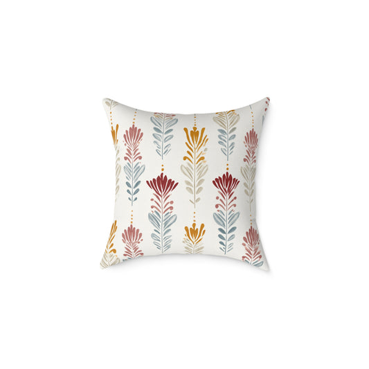 Ember Wildflower Ikat - Square Poly Canvas Pillow