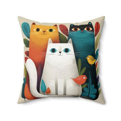 Cat Cub Harmony - Faux Suede Square Pillow