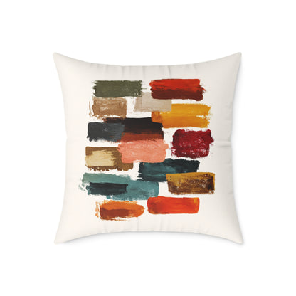 Autumn Brush Strokes - Square Poly Canvas Pillow