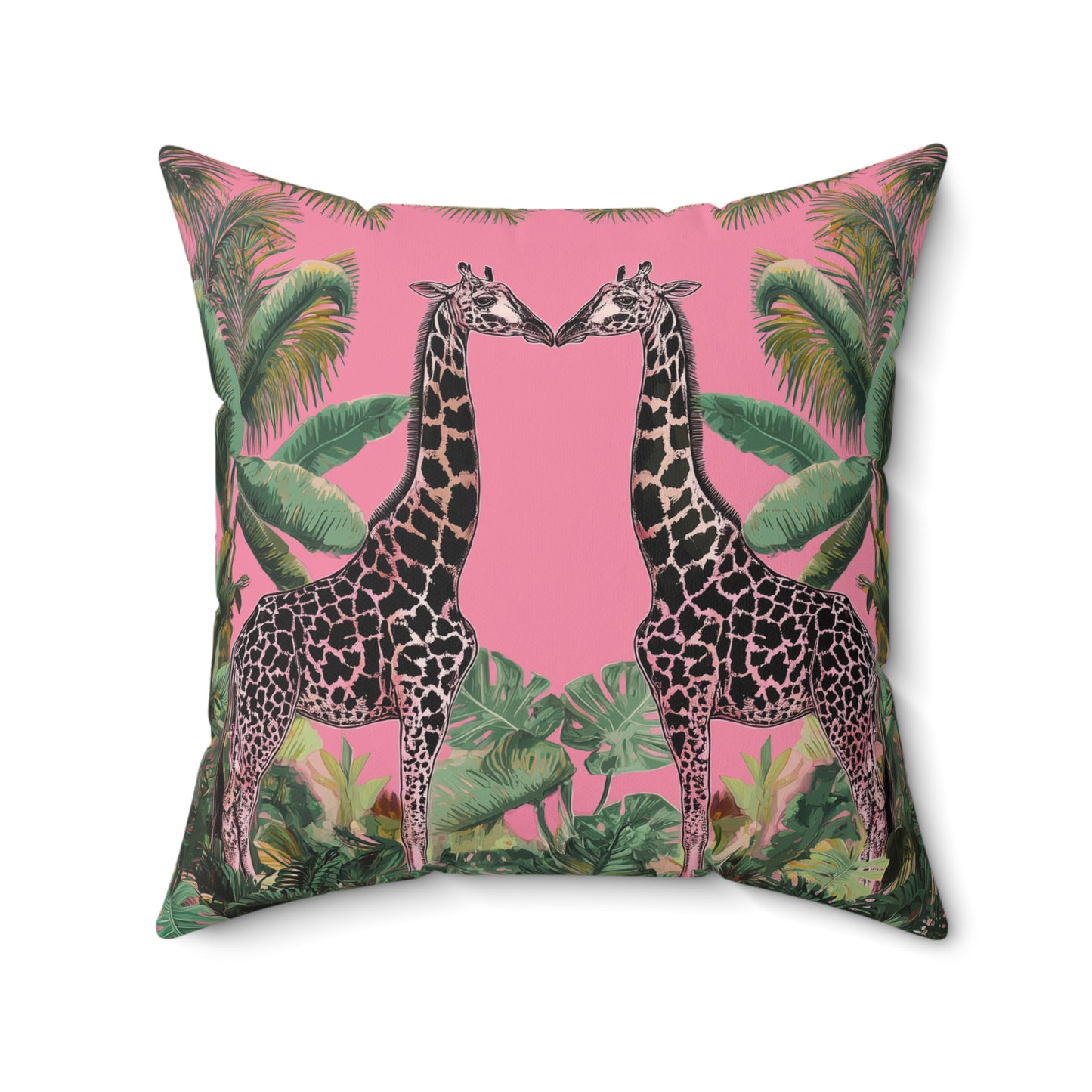Giraffe Twins - Spun Polyester Square Pillow