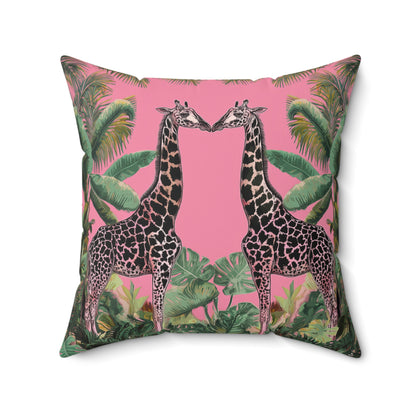 Giraffe Twins - Spun Polyester Square Pillow