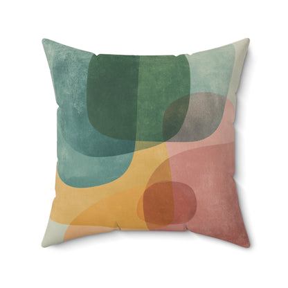 Soft Coral Blocks - Spun Polyester Square Pillow