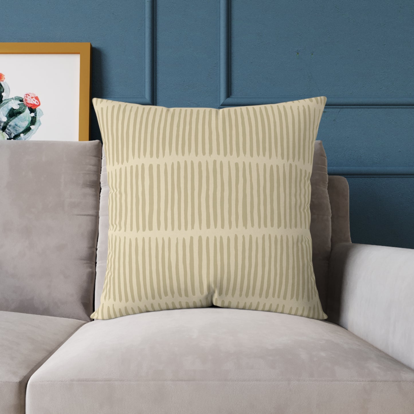 Loom Lines - Oat - Square Poly Canvas Pillow