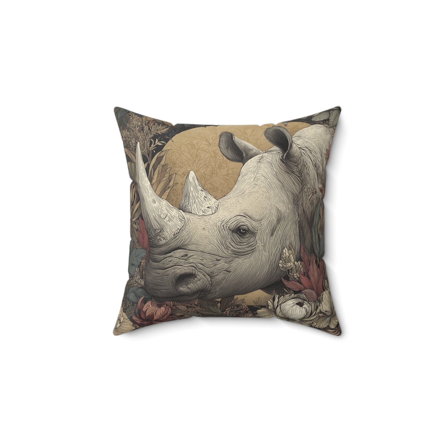 Ivory Plains Rhino - Faux Suede Square Pillow