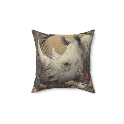Ivory Plains Rhino - Faux Suede Square Pillow
