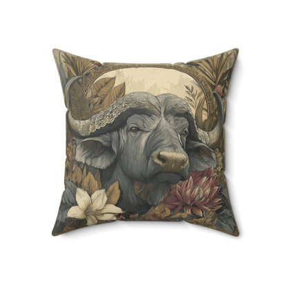 Heritage Cape Buffalo - Faux Suede Square Pillow