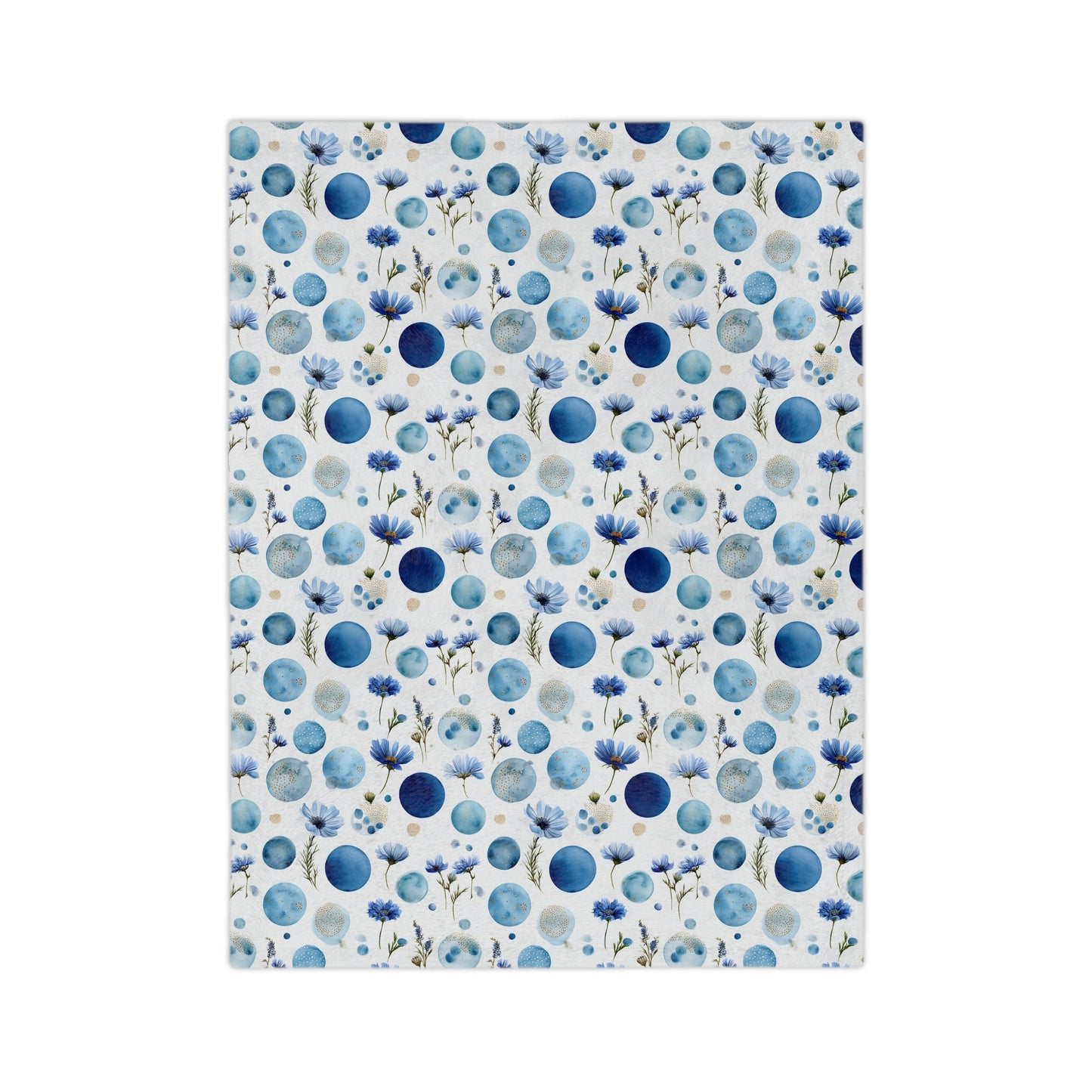 Blue Circle Flowers - Velveteen Microfiber Blanket