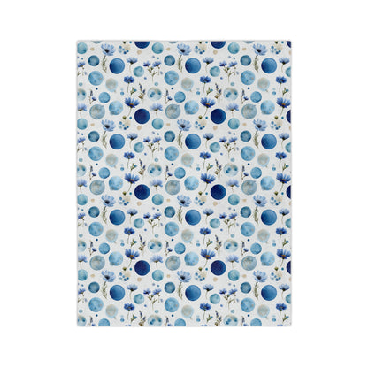 Blue Circle Flowers - Velveteen Microfiber Blanket