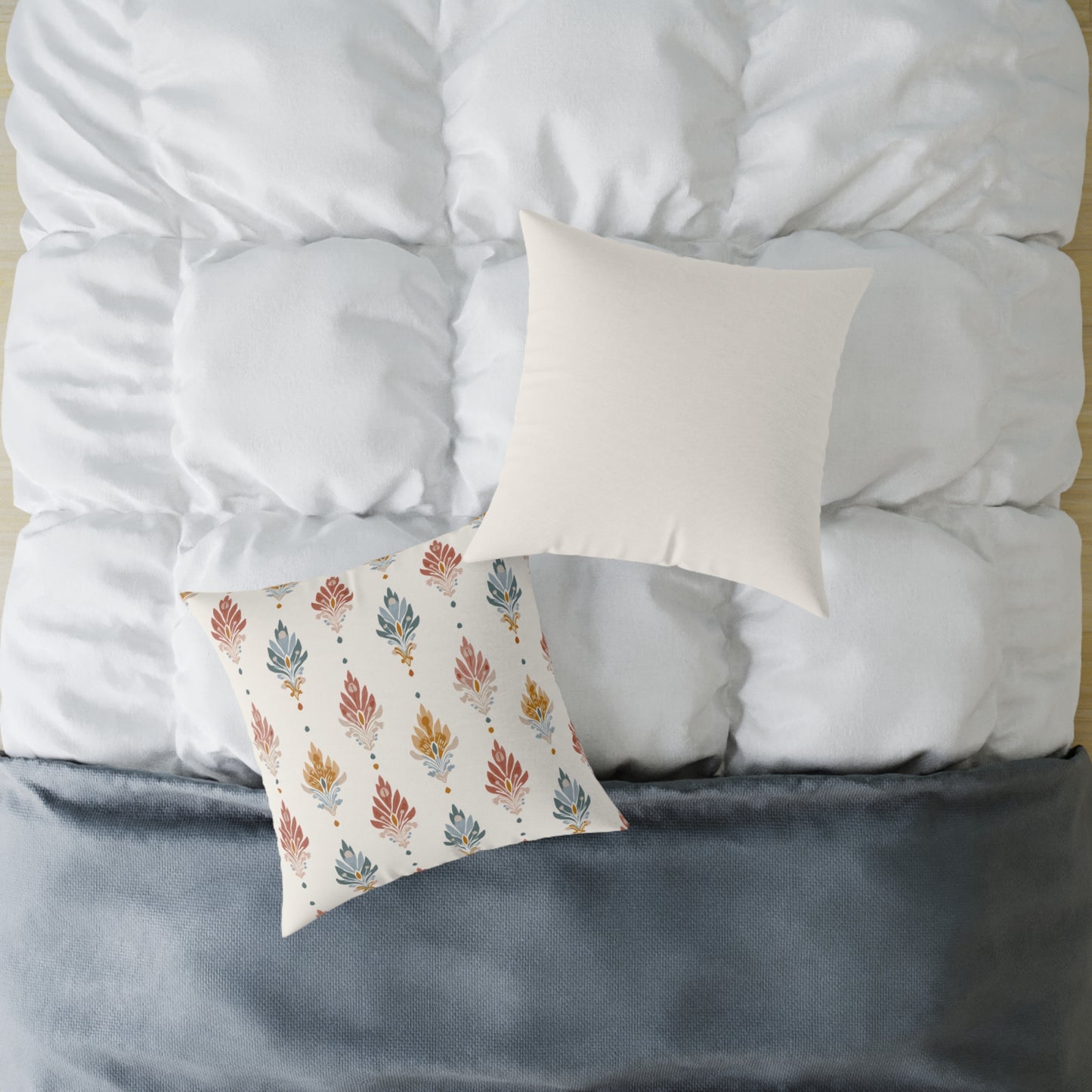 Tribal Bloom Crest - Square Poly Canvas Pillow