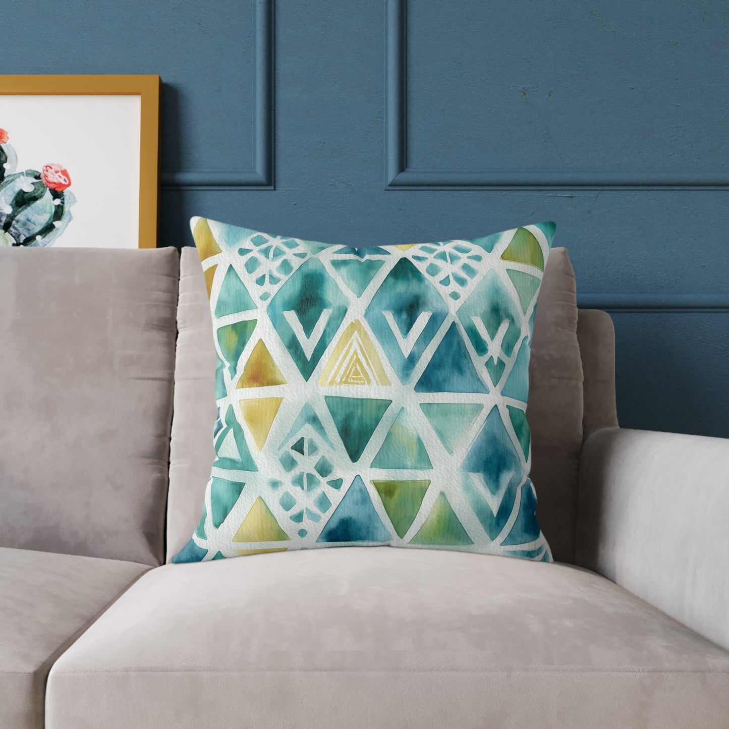 Capri Tidal Diamonds - Square Poly Canvas Pillow