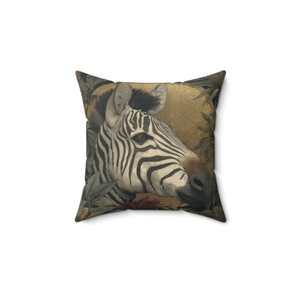 Golden Dawn Zebra - Faux Suede Square Pillow