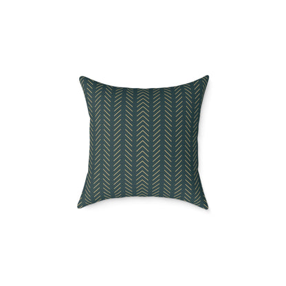 Teal Line Repeat - Square Poly Canvas Pillow