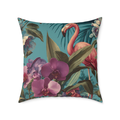 Tropical Blush Bloom - Square Poly Canvas Pillow