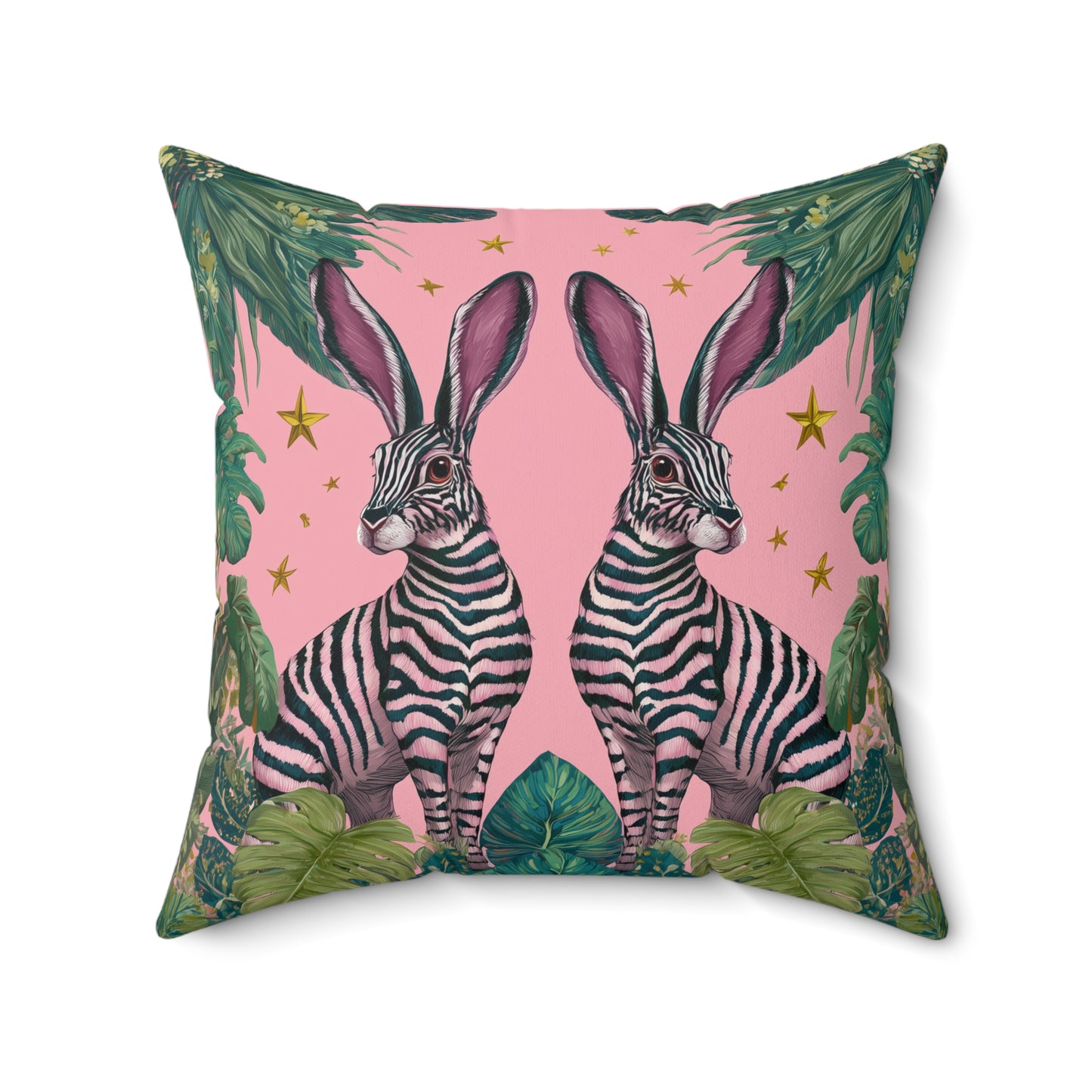 Jungle Rabbits - Spun Polyester Square Pillow