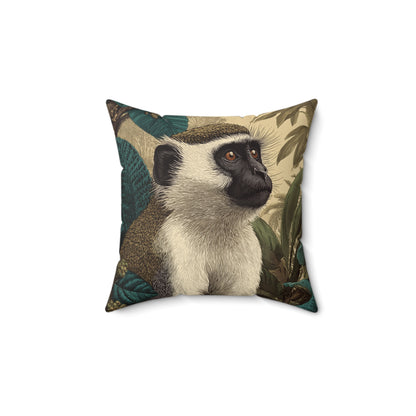 Vervet Monkey Portrait - Faux Suede Square Pillow