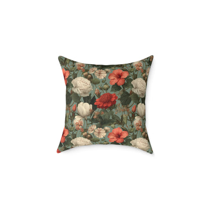 Blossom Meadow Tapestry - Square Poly Canvas Pillow