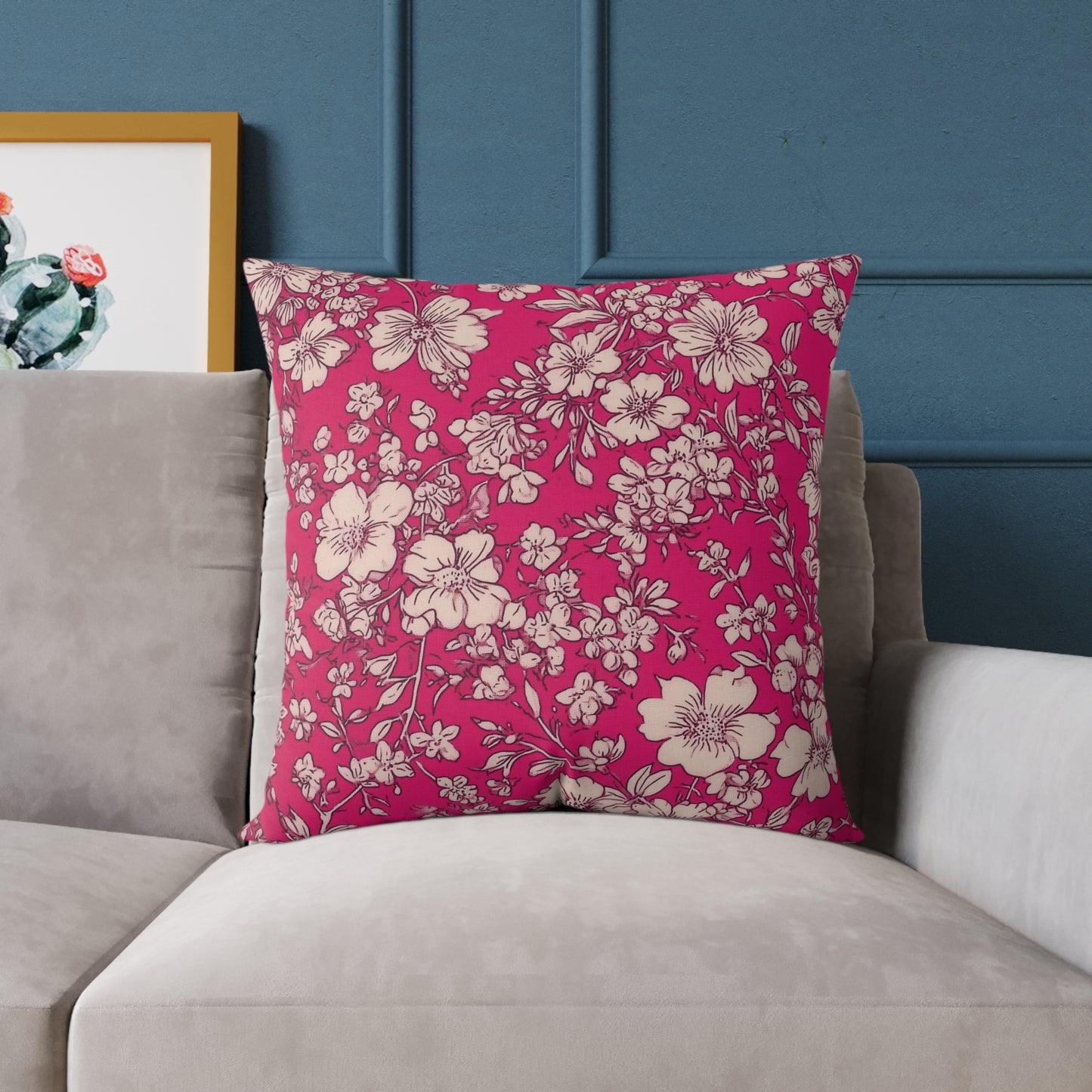 Fuchsia Garden Bloom - Square Poly Canvas Pillow