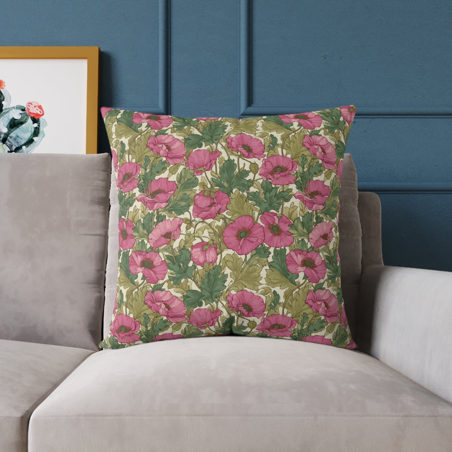 Roseleaf Garden Romance - Square Poly Canvas Pillow