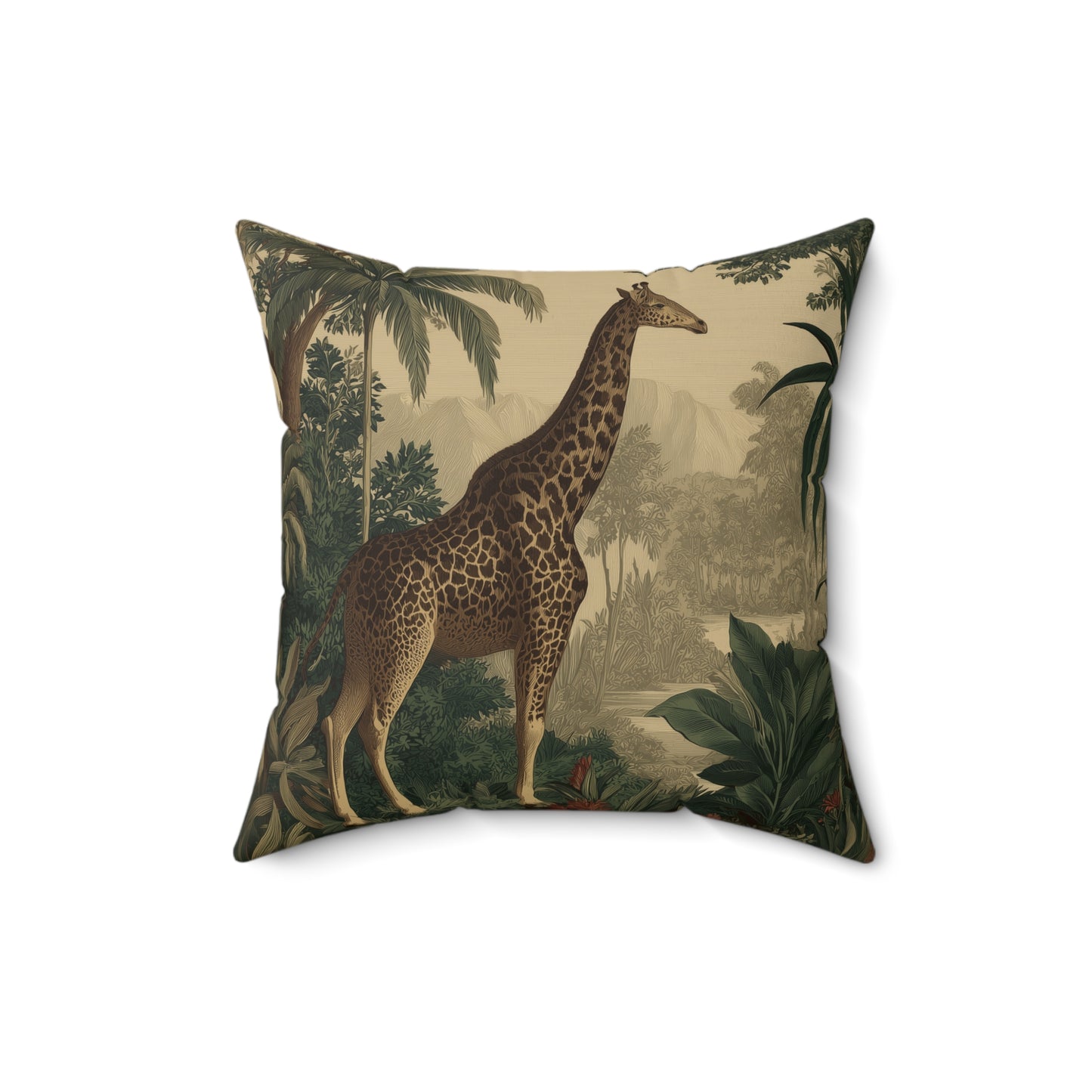 Golden Savanna Giraffe - Faux Suede Square Pillow