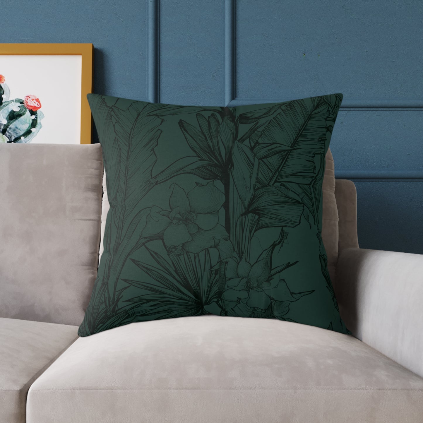 Emerald Night Garden - Square Poly Canvas Pillow