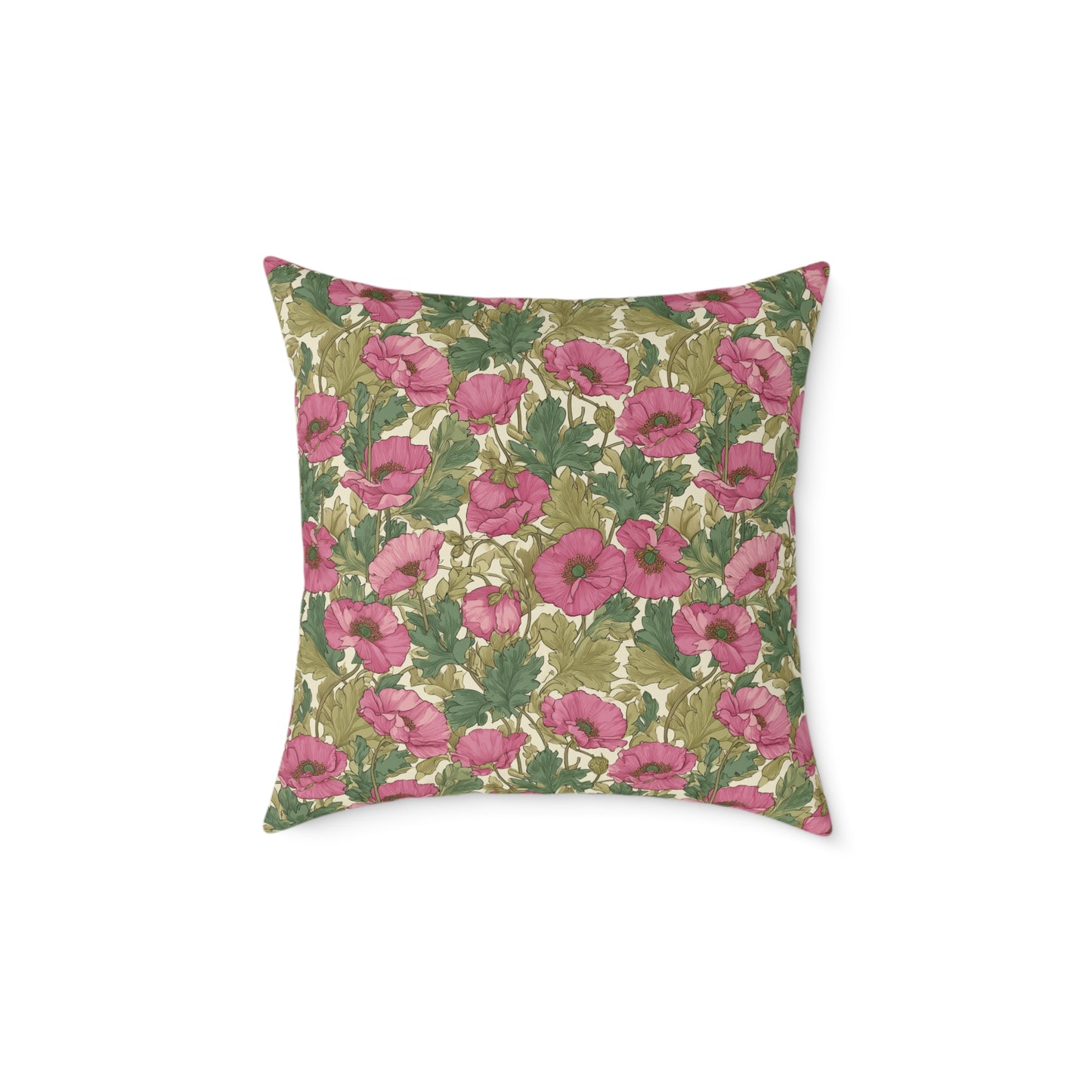 Roseleaf Garden Romance - Square Poly Canvas Pillow