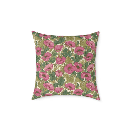 Roseleaf Garden Romance - Square Poly Canvas Pillow