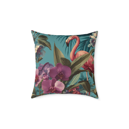 Tropical Blush Bloom - Square Poly Canvas Pillow