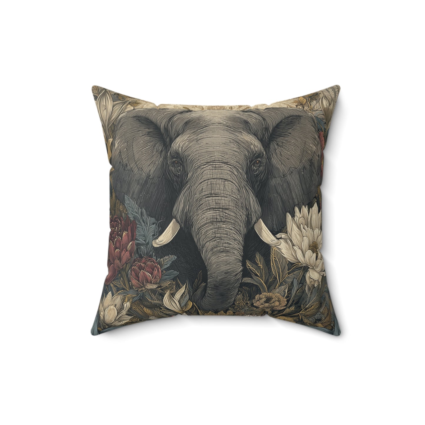 Elephant of the Ivory Grove - Faux Suede Square Pillow