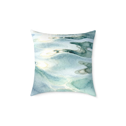 Shallow Tide Reflections - Square Poly Canvas Pillow